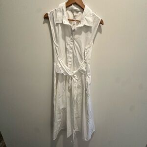 Banana Republic White Sleeveless Dress Tie Waist